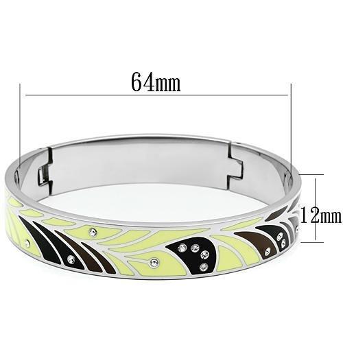 TK780 - High polished (no plating) Stainless Steel Bangle with Top Grade Crystal in Clear