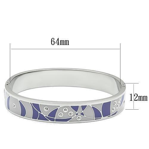 TK781 - High polished (no plating) Stainless Steel Bangle with Top Grade Crystal in Clear