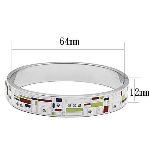 TK782 - High polished (no plating) Stainless Steel Bangle with Top Grade Crystal in Clear