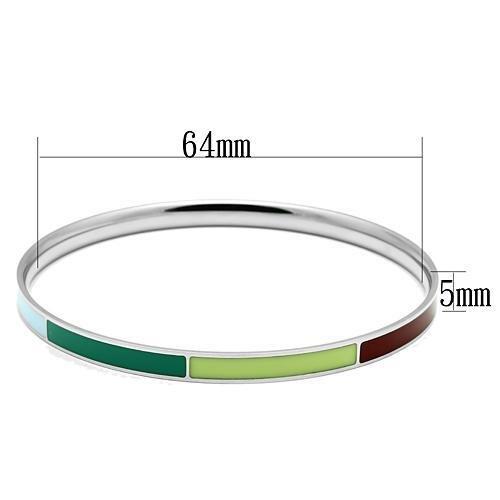 TK783 - High polished (no plating) Stainless Steel Bangle with Epoxy in Multi Color