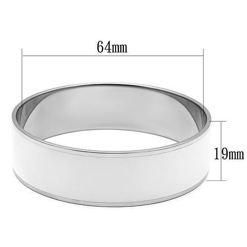 TK784 - High polished (no plating) Stainless Steel Bangle with Epoxy in White