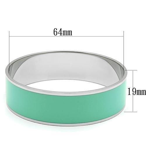 TK786 - High polished (no plating) Stainless Steel Bangle with Epoxy in Turquoise