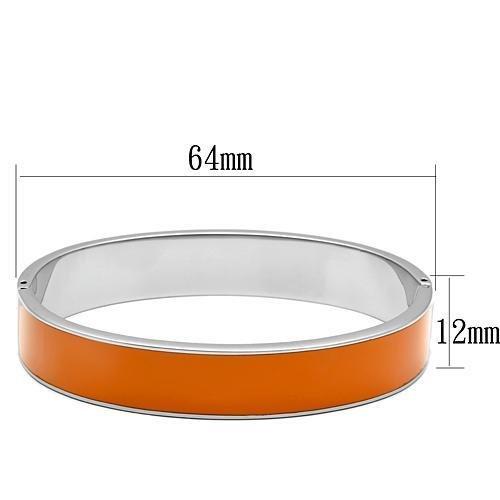 TK788 - High polished (no plating) Stainless Steel Bangle with Epoxy in Orange