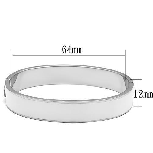 TK789 - High polished (no plating) Stainless Steel Bangle with Epoxy in White