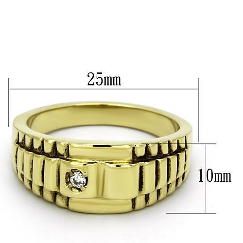 TK794 - IP Gold(Ion Plating) Stainless Steel Ring with AAA Grade CZ in Clear