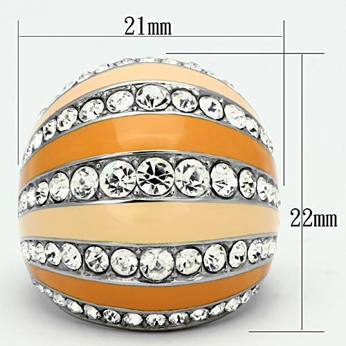 TK798 - High polished (no plating) Stainless Steel Ring with Top Grade Crystal in Clear