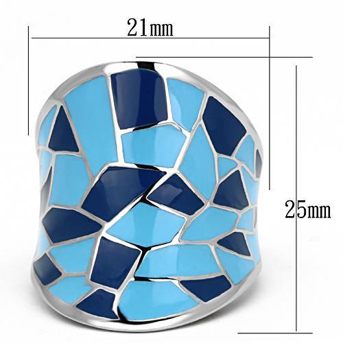 TK799 - High polished (no plating) Stainless Steel Ring with Epoxy in Multi Color