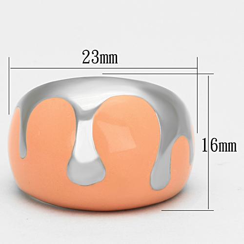 TK802 - High polished (no plating) Stainless Steel Ring with Epoxy in Orange