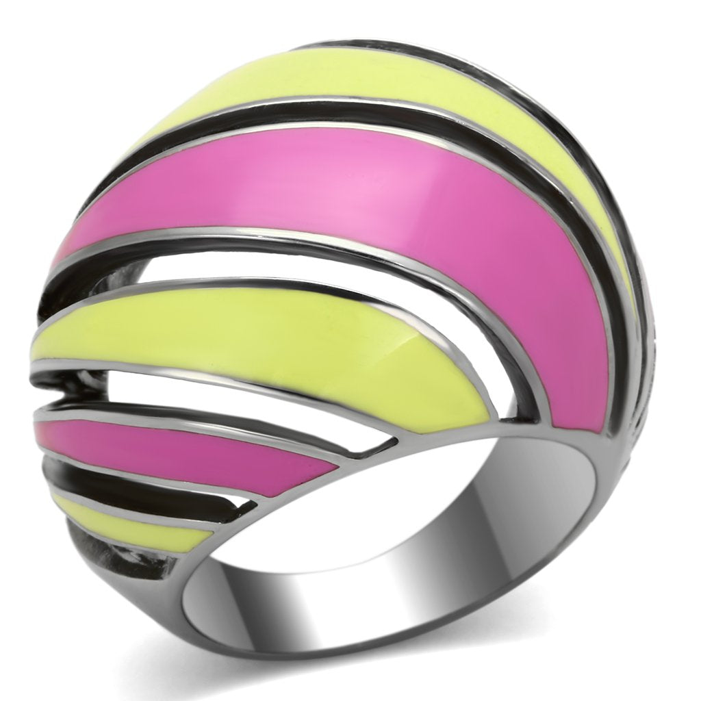 TK803 - High polished (no plating) Stainless Steel Ring with Epoxy in Multi Color