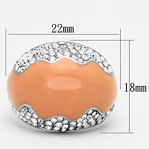 TK805 - High polished (no plating) Stainless Steel Ring with Top Grade Crystal in Clear