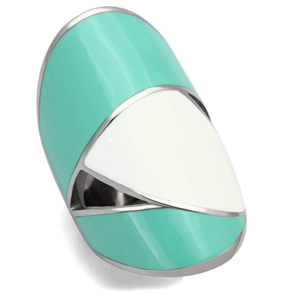 TK808 - High polished (no plating) Stainless Steel Ring with Epoxy in Multi Color