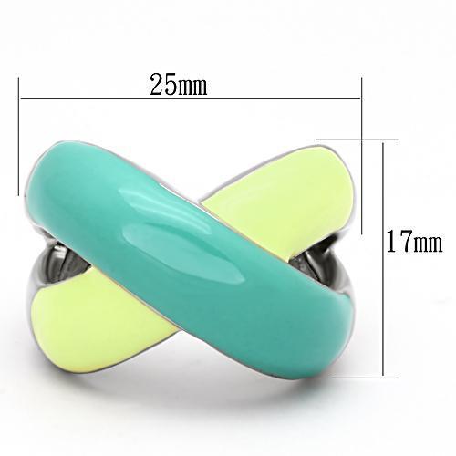 TK813 - High polished (no plating) Stainless Steel Ring with Epoxy in Multi Color