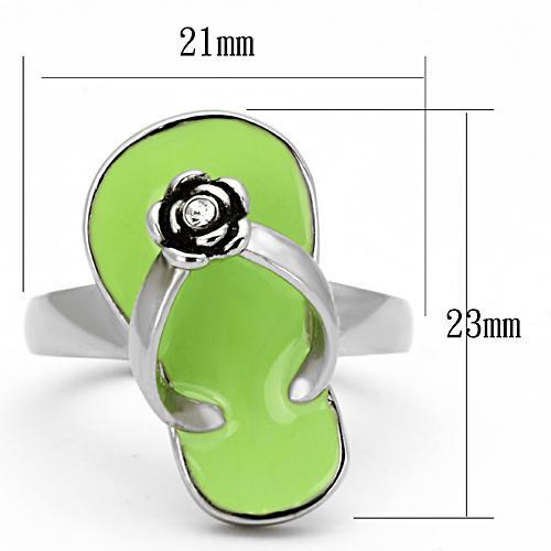 TK814 - High polished (no plating) Stainless Steel Ring with Top Grade Crystal in Clear