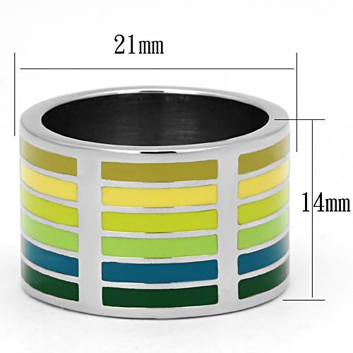 TK819 - High polished (no plating) Stainless Steel Ring with Epoxy in Multi Color