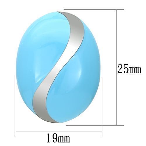TK892 - High polished (no plating) Stainless Steel Earrings with Epoxy in Sea Blue