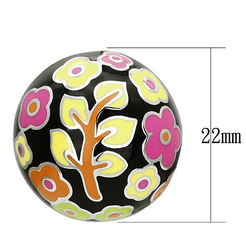 TK894 - High polished (no plating) Stainless Steel Earrings with Epoxy in Multi Color