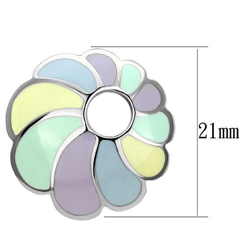TK905 - High polished (no plating) Stainless Steel Earrings with Epoxy in Multi Color