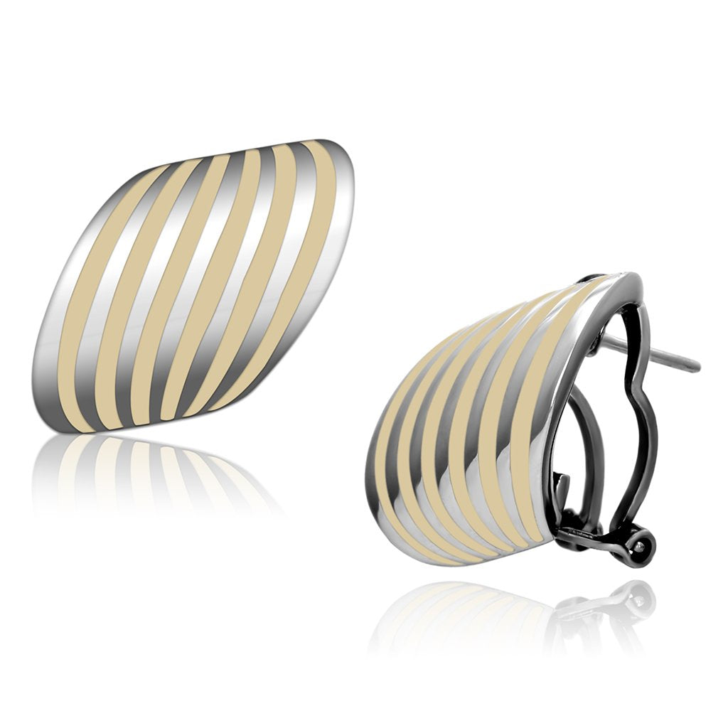 TK910 - High polished (no plating) Stainless Steel Earrings with Epoxy in Orange