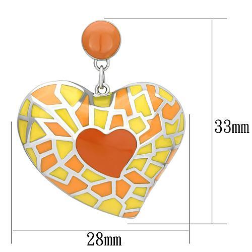 TK911 - High polished (no plating) Stainless Steel Earrings with Epoxy in Multi Color