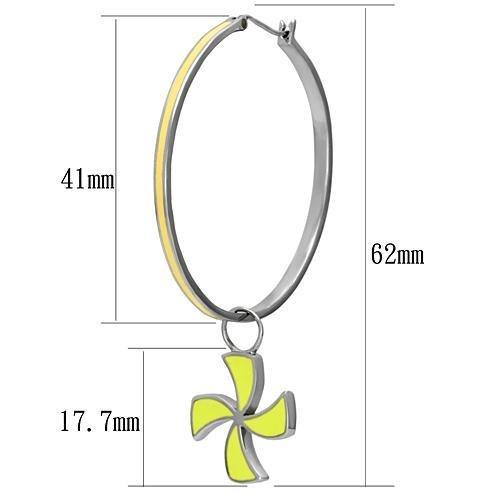 TK914 - High polished (no plating) Stainless Steel Earrings with Epoxy in Multi Color