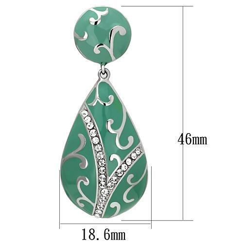 TK915 - High polished (no plating) Stainless Steel Earrings with Top Grade Crystal in Clear