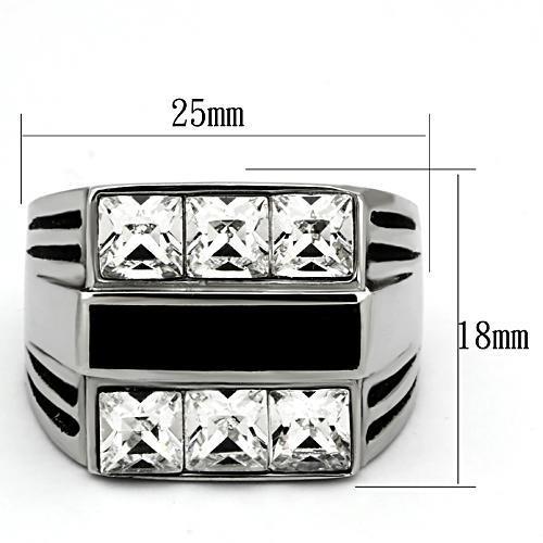 TK920 - High polished (no plating) Stainless Steel Ring with Top Grade Crystal in Clear