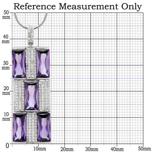 TS026 - Rhodium 925 Sterling Silver Chain Pendant with AAA Grade CZ in Amethyst