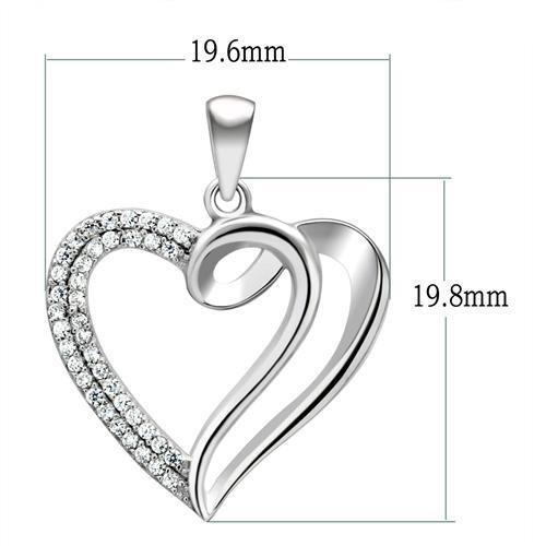 TS035 - Rhodium 925 Sterling Silver Necklace with AAA Grade CZ in Clear