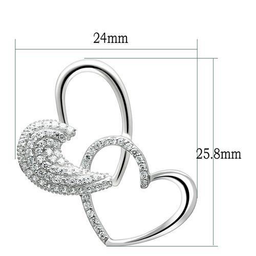 TS036 - Rhodium 925 Sterling Silver Chain Pendant with AAA Grade CZ in Clear