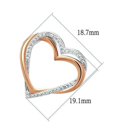 TS037 - Rose Gold + Rhodium 925 Sterling Silver Necklace with AAA Grade CZ in Clear