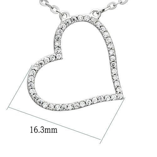 TS039 - Rhodium 925 Sterling Silver Chain Pendant with AAA Grade CZ in Clear