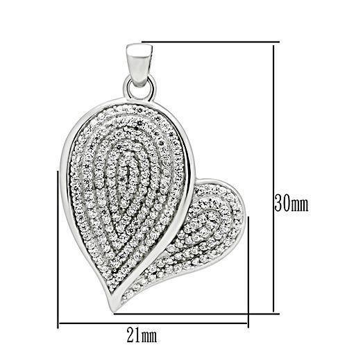 TS048 - Rhodium 925 Sterling Silver Chain Pendant with AAA Grade CZ in Clear