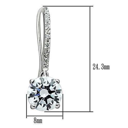 TS052 - Rhodium 925 Sterling Silver Earrings with AAA Grade CZ in Clear