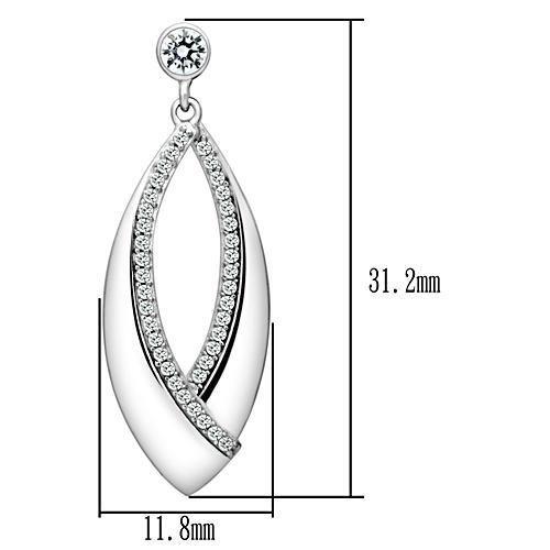 TS054 - Rhodium 925 Sterling Silver Earrings with AAA Grade CZ in Clear