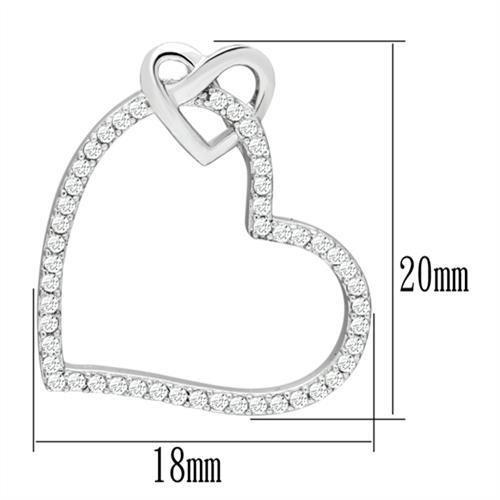 TS060 - Rhodium 925 Sterling Silver Necklace with AAA Grade CZ in Clear