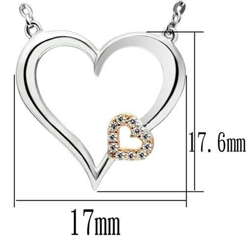 TS061 - Rose Gold + Rhodium 925 Sterling Silver Necklace with AAA Grade CZ in Clear