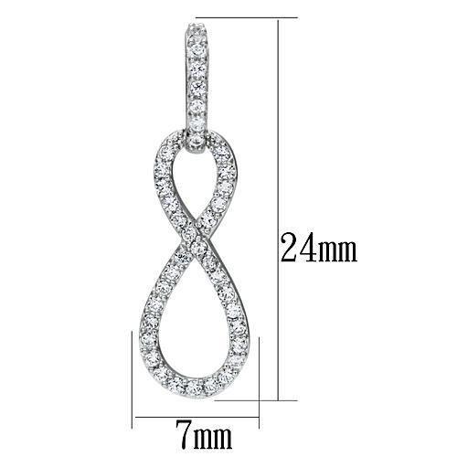 TS067 - Rhodium 925 Sterling Silver Earrings with AAA Grade CZ in Clear
