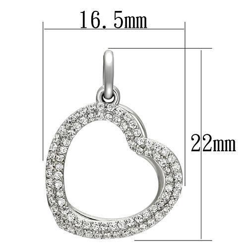 TS128 - Rhodium 925 Sterling Silver Necklace with AAA Grade CZ in Clear