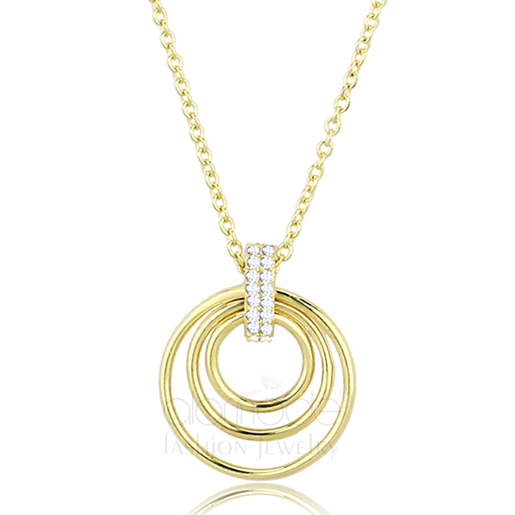 TS601 - Gold 925 Sterling Silver Necklace with AAA Grade CZ in Clear