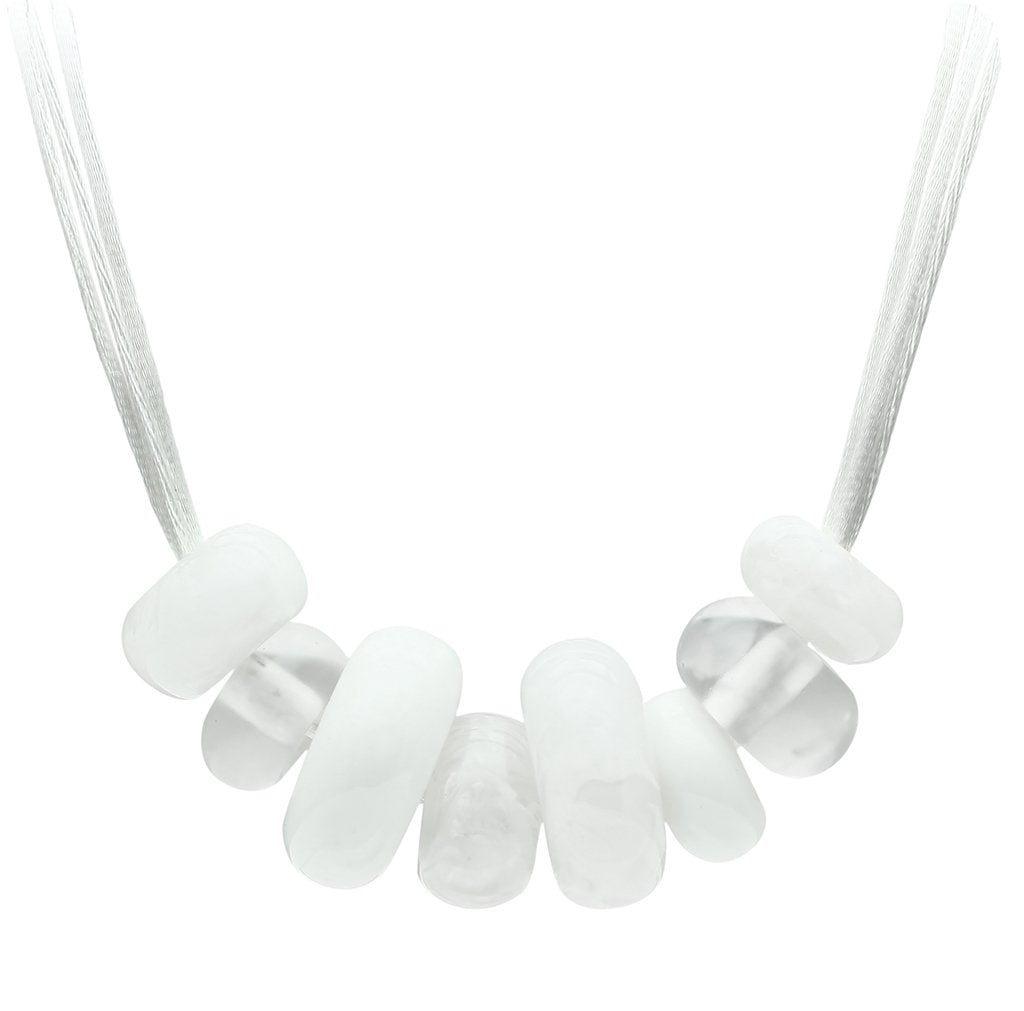 VL024 - Resin Necklace with Synthetic Synthetic Stone in White