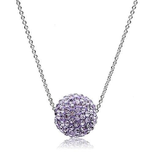 VL056 - Rhodium Brass Chain Pendant with Top Grade Crystal in Light Amethyst