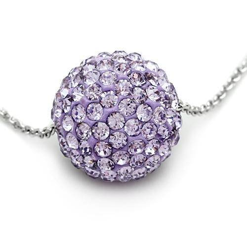 VL056 - Rhodium Brass Chain Pendant with Top Grade Crystal in Light Amethyst