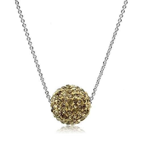 VL057 - Rhodium Brass Chain Pendant with Top Grade Crystal in Topaz