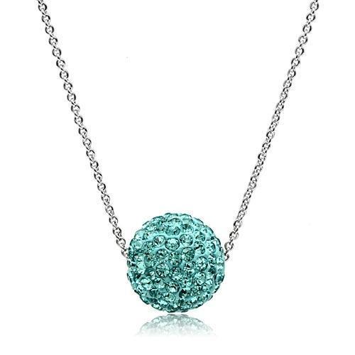 VL059 - Rhodium Brass Chain Pendant with Top Grade Crystal in Sea Blue
