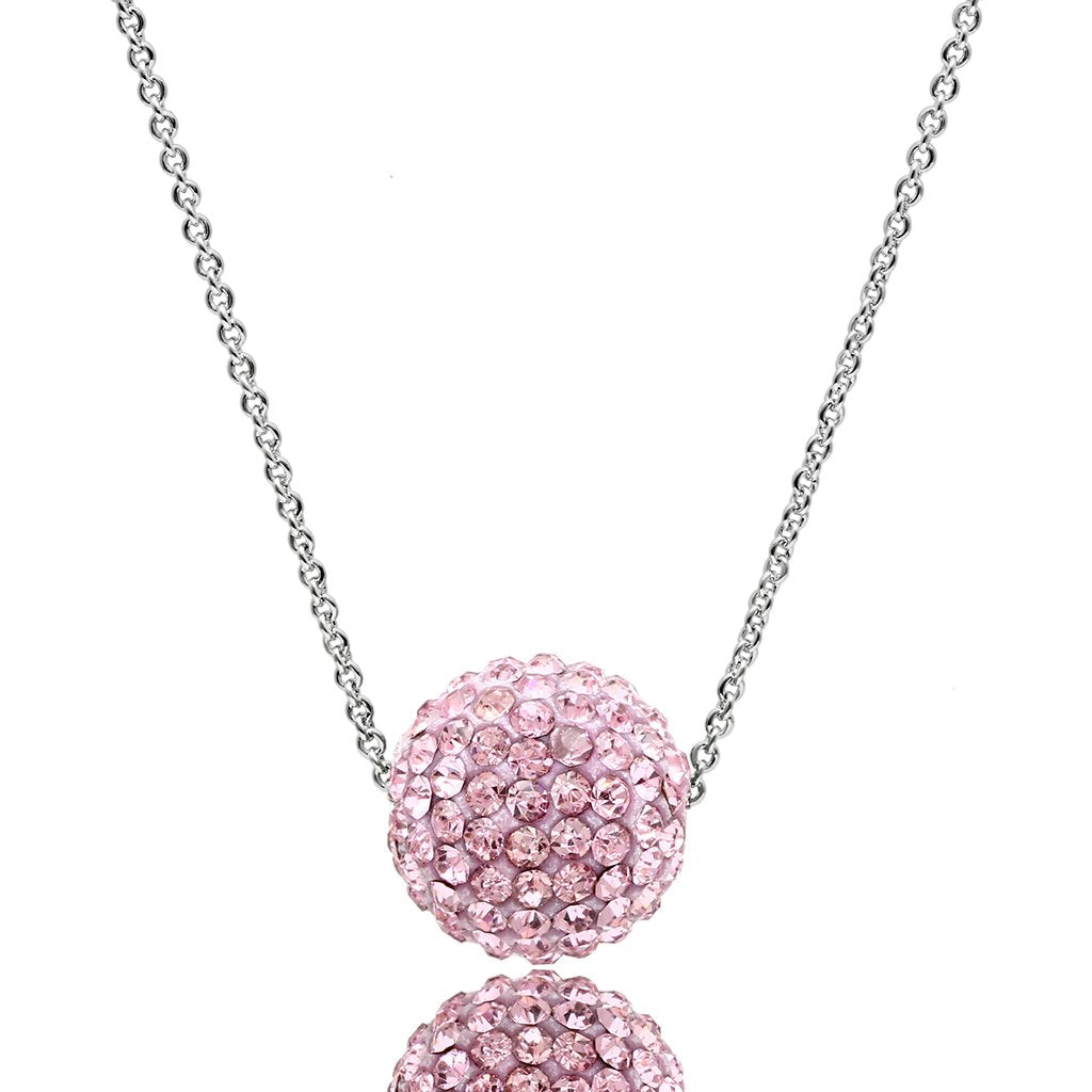 VL060 - Rhodium Brass Chain Pendant with Top Grade Crystal in Emerald