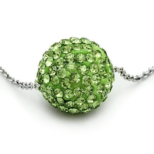 VL060 - Rhodium Brass Chain Pendant with Top Grade Crystal in Emerald