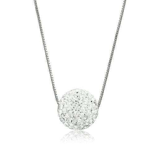 VL061 - Rhodium Brass Chain Pendant with Top Grade Crystal in Clear