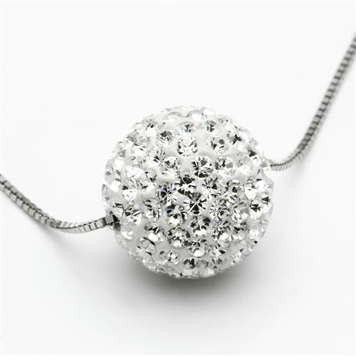 VL061 - Rhodium Brass Chain Pendant with Top Grade Crystal in Clear