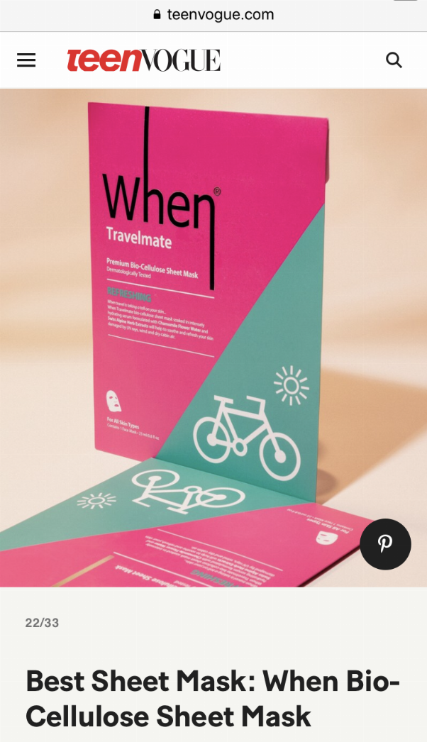 Travelmate Refreshing Premium Bio-Cellulose Sheet Mask - When