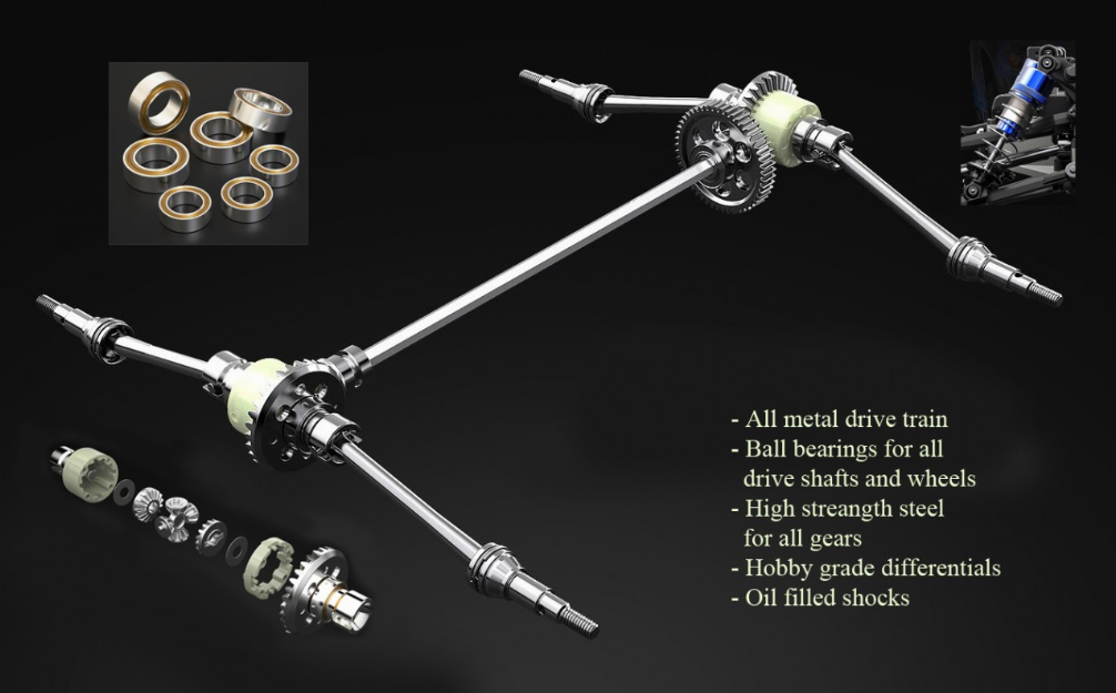 1:16 scale 4WD truck with GPS 24 (2S) / 30 (3S) MPH 350 feet range is 2S AND 3S battery capable